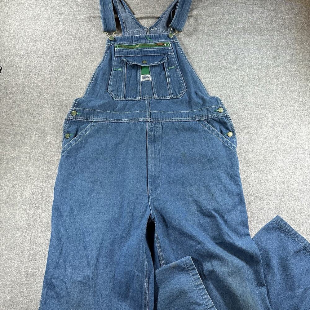 Liberty Overalls Blue Denim Cotton Bib Overalls Workwear 40W 30I